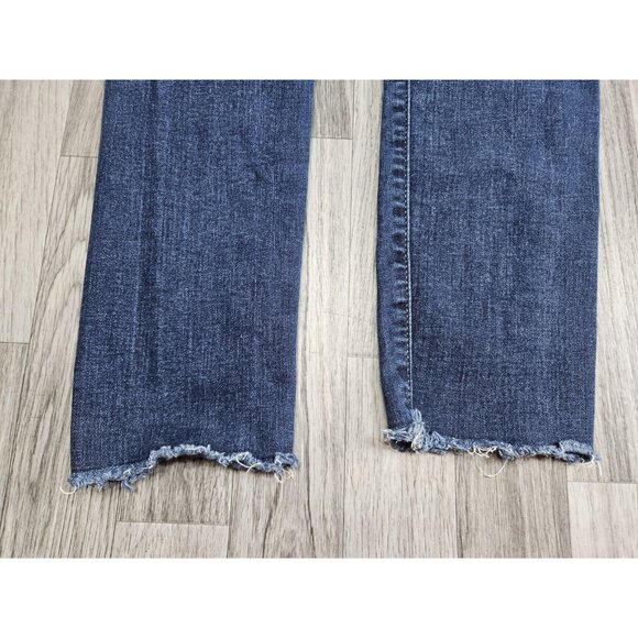 (3/$35) LOFT Jeans Womens 26 / 2 Blue Modern Skinny Raw Frayed Hem Ankle Denim - Picture 3 of 13